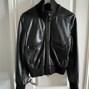 Authentic Italian Black Leather Bomber
